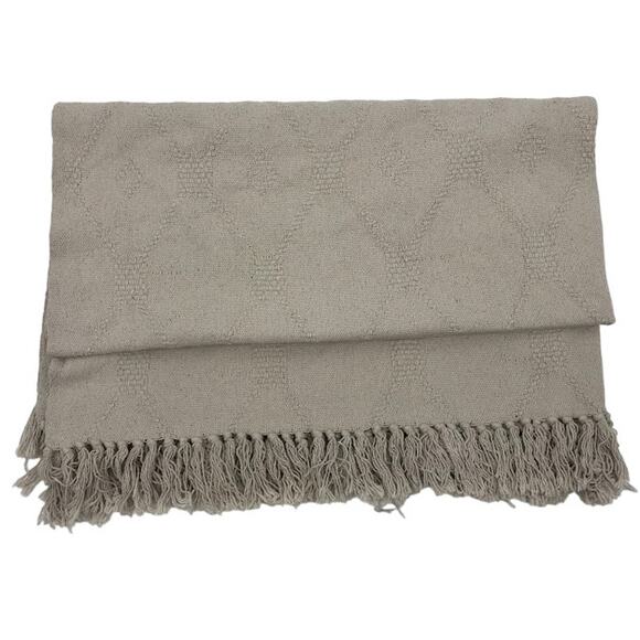 Modern Threads Throw Blanket 50 x 56 Fringe Tassel Diamond Lattice Cotton Gray - Picture 3 of 3